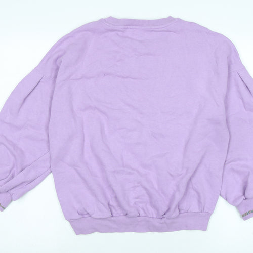 NEXT Girls Purple Polyester Pullover Sweatshirt Size 15 Years - Glitter band to cuffs.