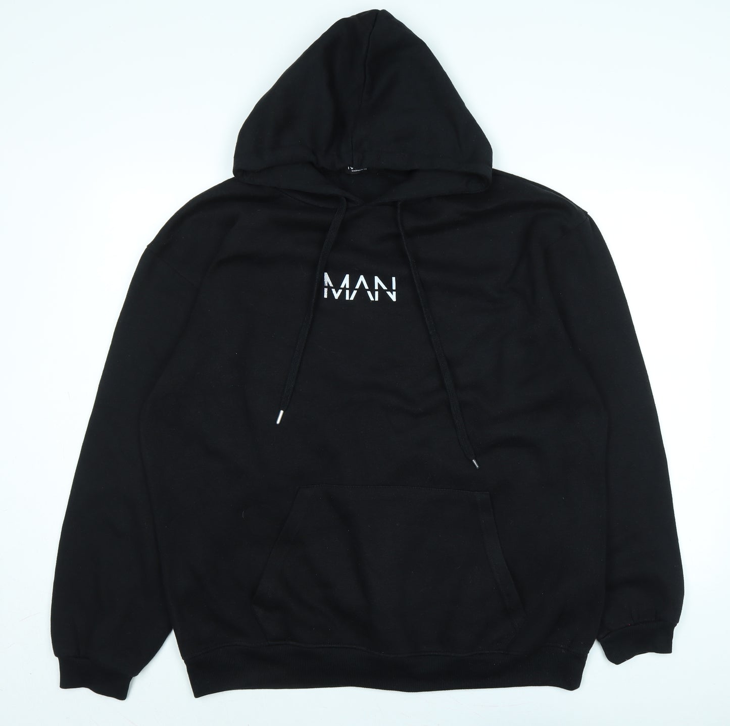 boohoo man Mens Black Polyester Pullover Hoodie Size L - MAN