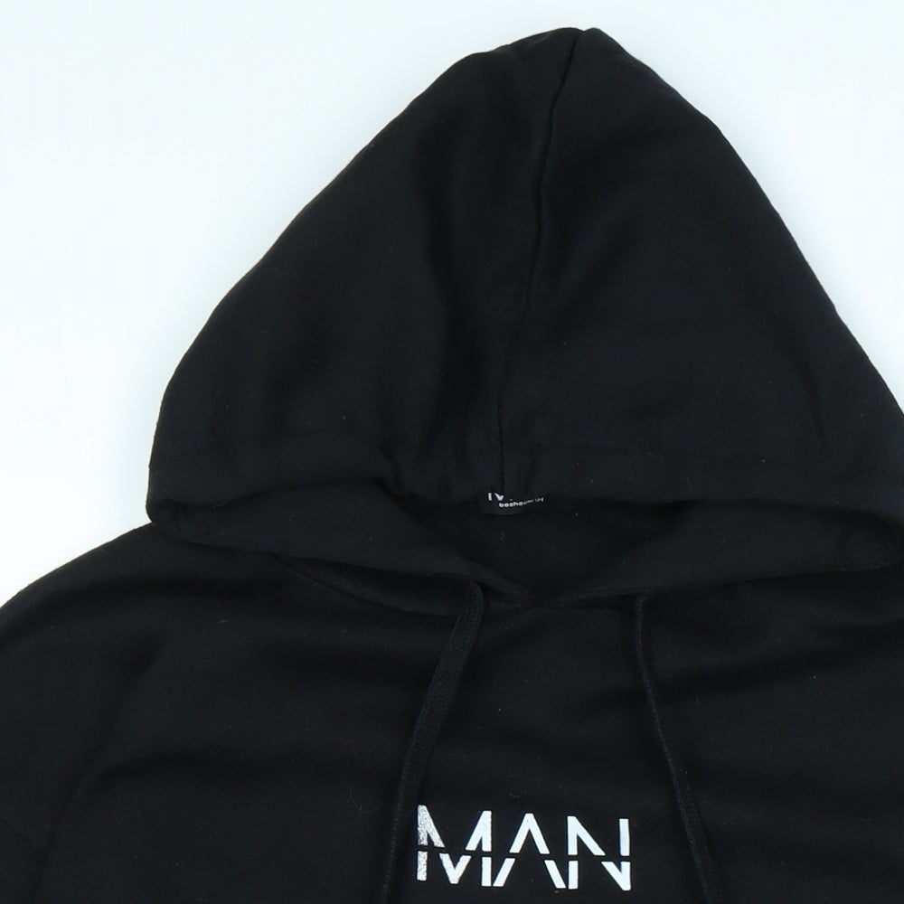 boohoo man Mens Black Polyester Pullover Hoodie Size L - MAN