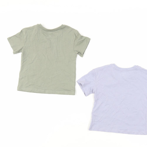 Marks and Spencer Baby Green Cotton Basic T-Shirt Size 12-18 Months Crew Neck Snap - Set
