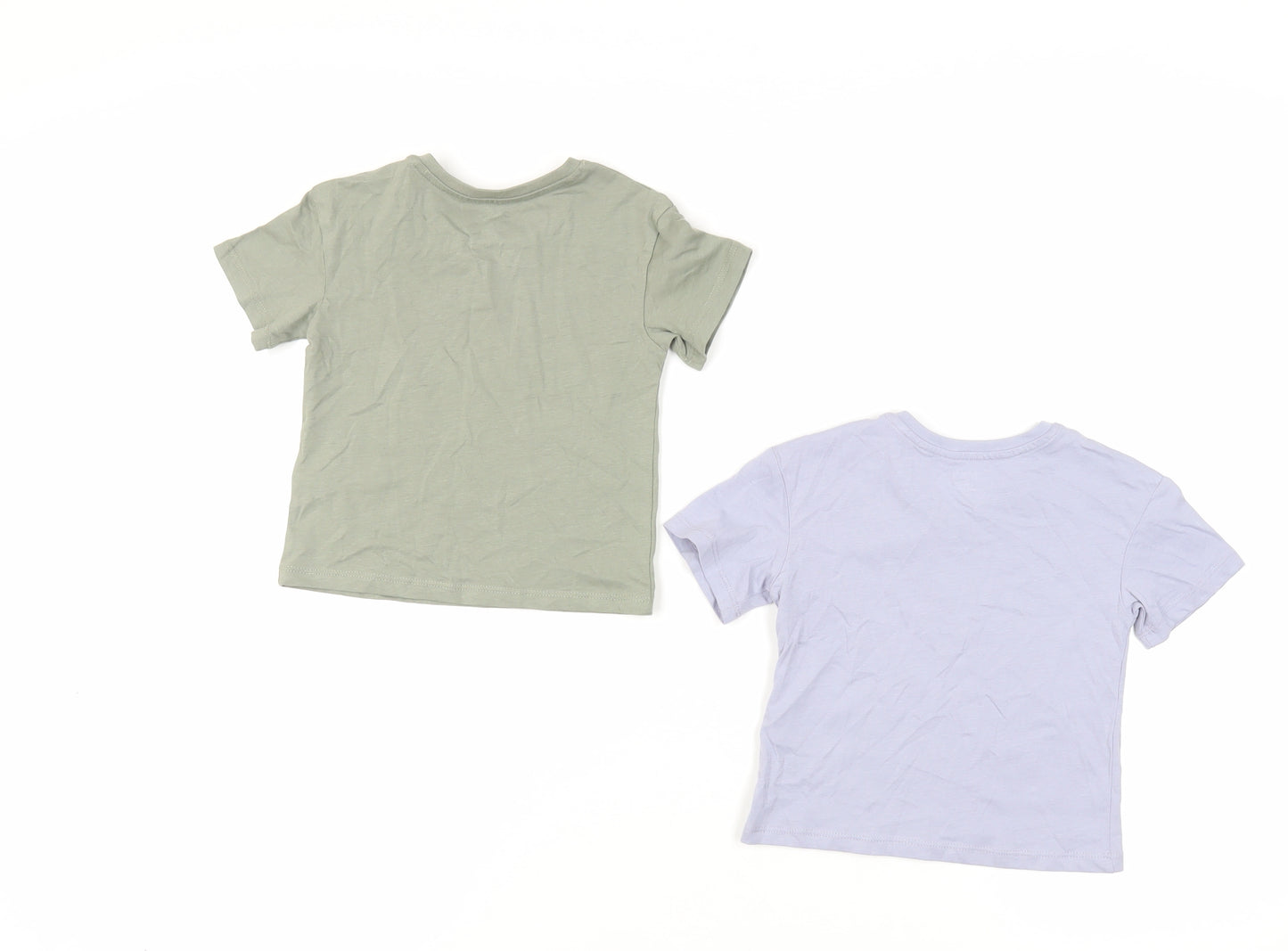 Marks and Spencer Baby Green Cotton Basic T-Shirt Size 12-18 Months Crew Neck Snap - Set