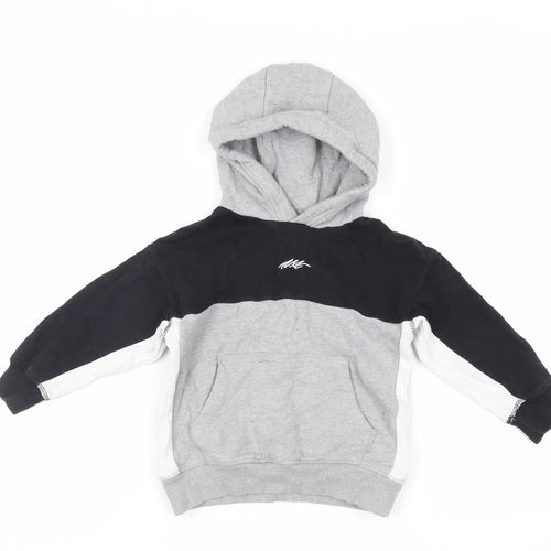 NEXT Boys Grey Colourblock Cotton Pullover Hoodie Size 5 Years Pullover