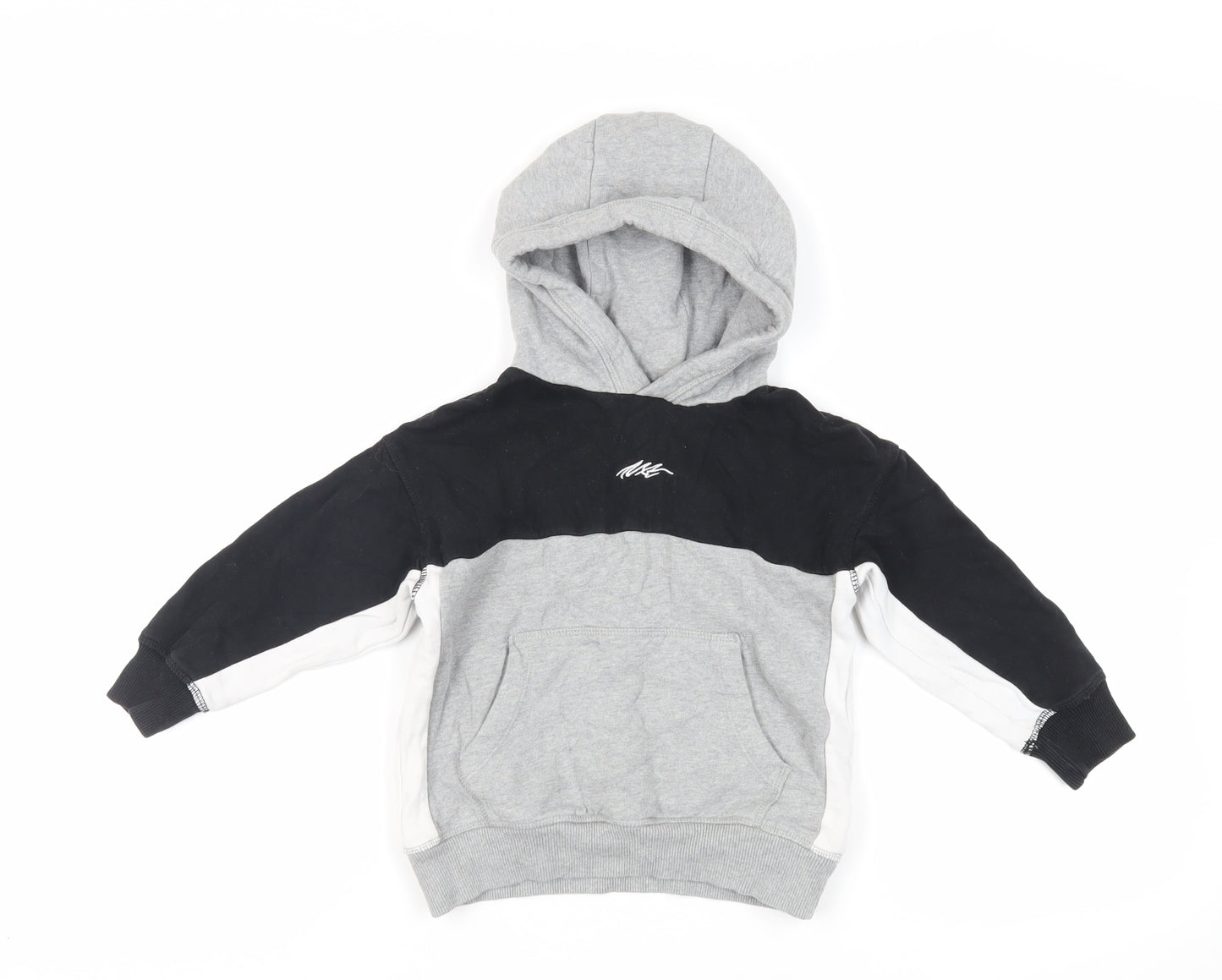 NEXT Boys Grey Colourblock Cotton Pullover Hoodie Size 5 Years Pullover