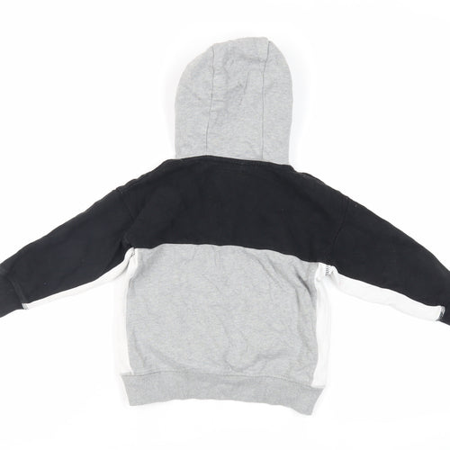 NEXT Boys Grey Colourblock Cotton Pullover Hoodie Size 5 Years Pullover