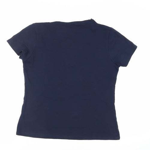 Marks and Spencer Womens Blue Cotton Basic T-Shirt Size 16 Crew Neck