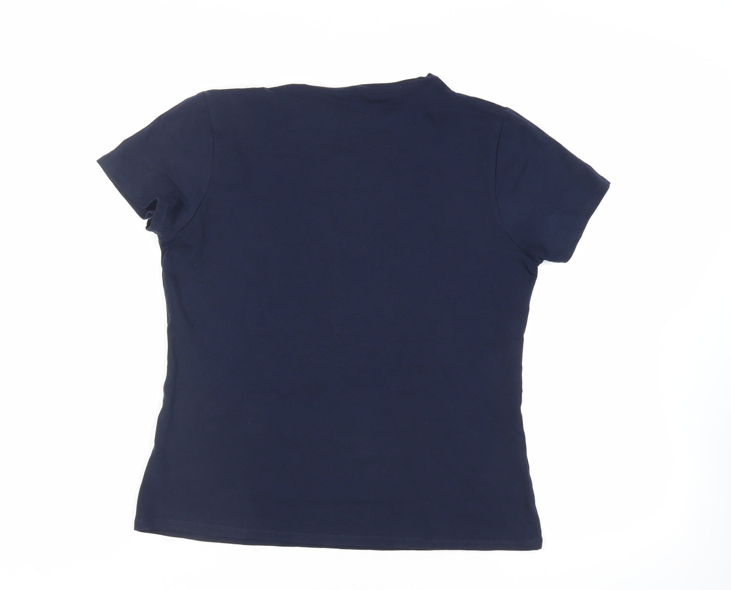 Marks and Spencer Womens Blue Cotton Basic T-Shirt Size 16 Crew Neck