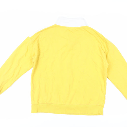 New Look Womens Yellow Colourblock Cotton Pullover Sweatshirt Size 10 Zip
