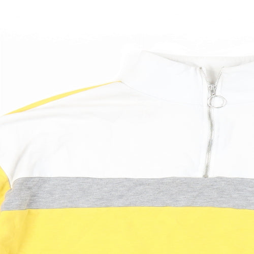 New Look Womens Yellow Colourblock Cotton Pullover Sweatshirt Size 10 Zip