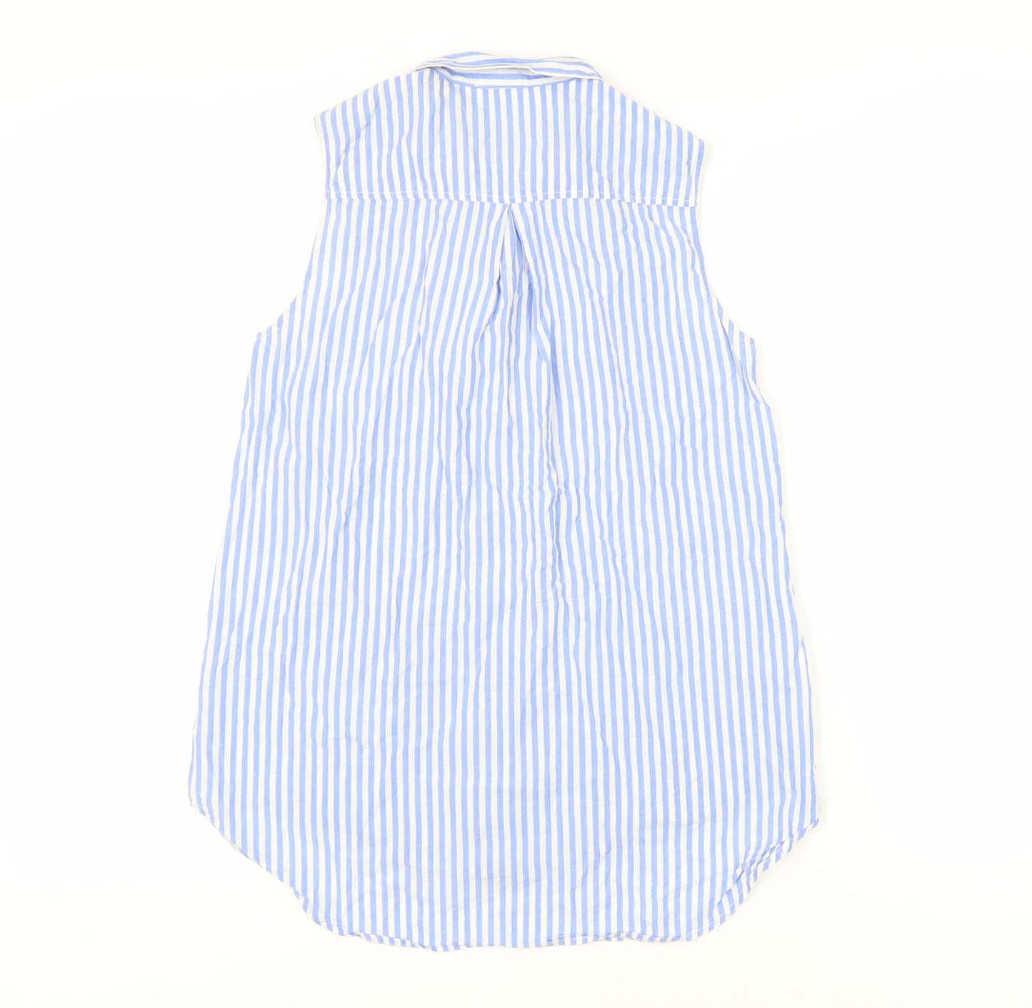 H&M Womens Blue Striped Polyester Basic Button-Up Size 6 Collared