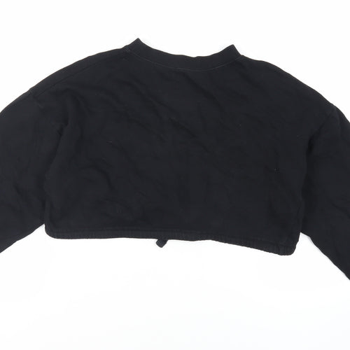 Zara Womens Black Cotton Pullover Sweatshirt Size S Pullover - Cropped Slogan