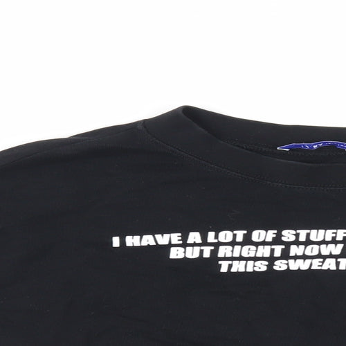 Zara Womens Black Cotton Pullover Sweatshirt Size S Pullover - Cropped Slogan