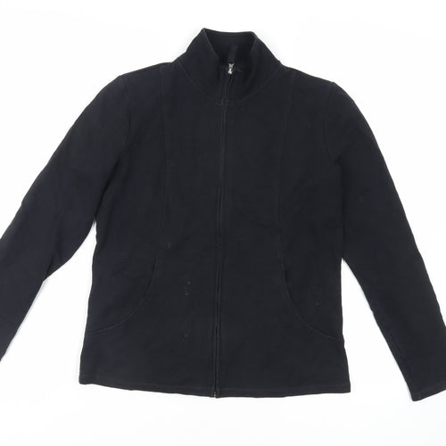 Marks and Spencer Womens Black Cotton Full Zip Sweatshirt Size 12 Zip