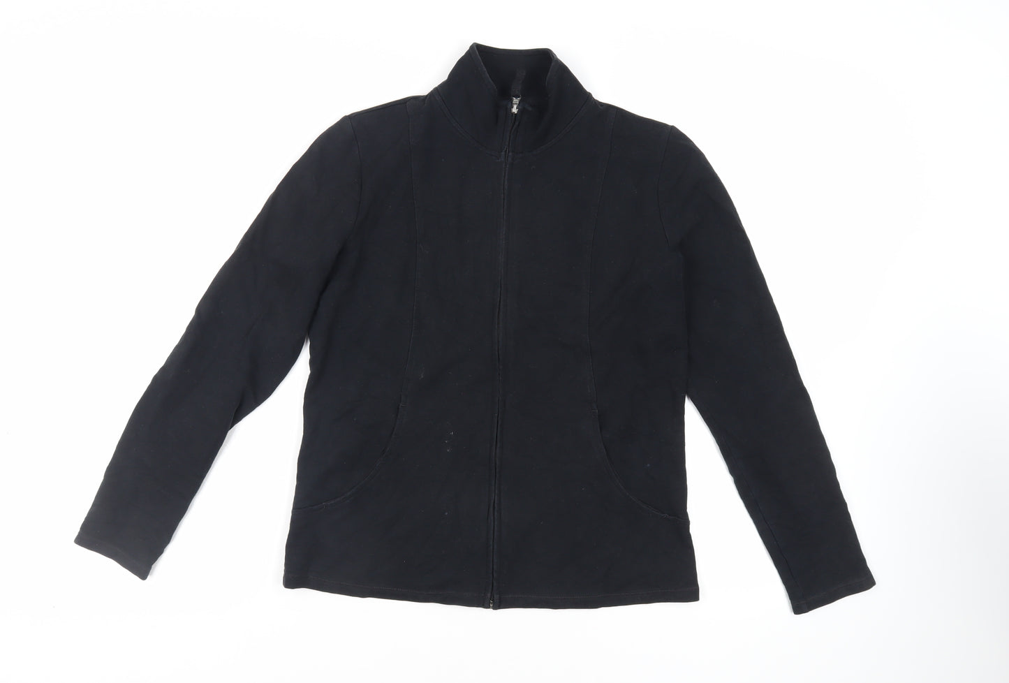 Marks and Spencer Womens Black Cotton Full Zip Sweatshirt Size 12 Zip