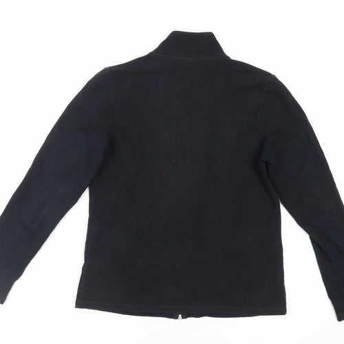 Marks and Spencer Womens Black Cotton Full Zip Sweatshirt Size 12 Zip