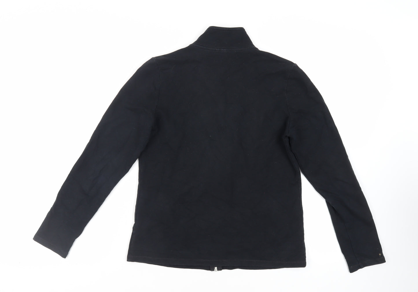 Marks and Spencer Womens Black Cotton Full Zip Sweatshirt Size 12 Zip