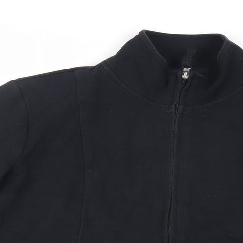 Marks and Spencer Womens Black Cotton Full Zip Sweatshirt Size 12 Zip
