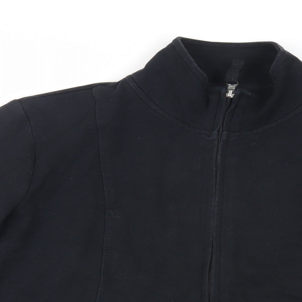 Marks and Spencer Womens Black Cotton Full Zip Sweatshirt Size 12 Zip