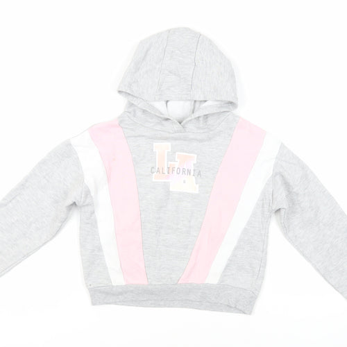 California Girls Grey Colourblock Cotton Pullover Hoodie Size 8-9 Years Pullover