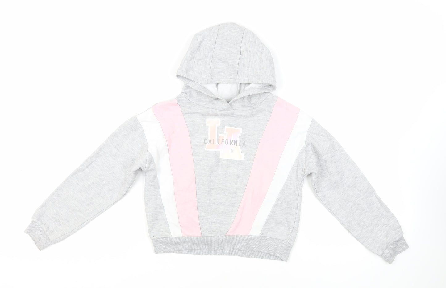 California Girls Grey Colourblock Cotton Pullover Hoodie Size 8-9 Years Pullover