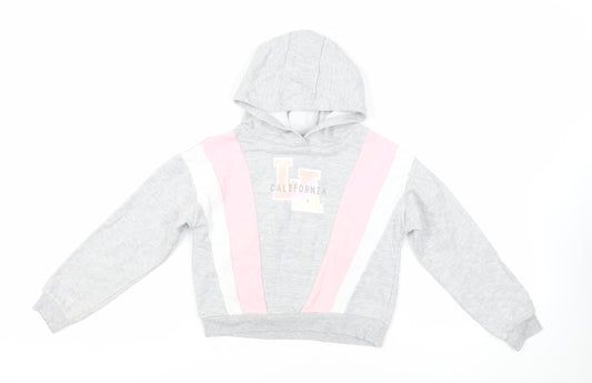 California Girls Grey Colourblock Cotton Pullover Hoodie Size 8-9 Years Pullover