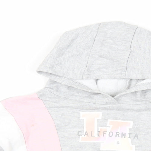 California Girls Grey Colourblock Cotton Pullover Hoodie Size 8-9 Years Pullover