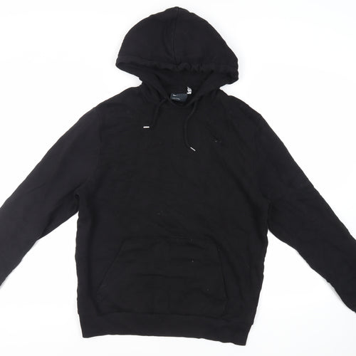 ASOS Mens Black Cotton Pullover Hoodie Size L - Pockets