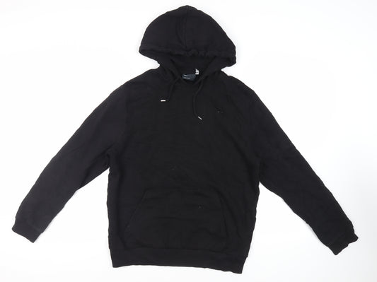 ASOS Mens Black Cotton Pullover Hoodie Size L - Pockets