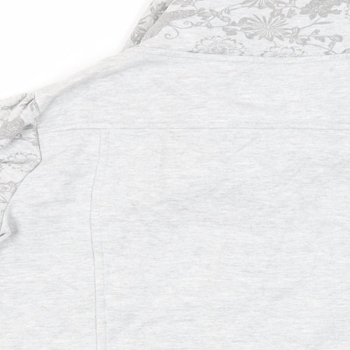 Per Una Womens Grey Floral Cotton Pullover Sweatshirt Size S Button - Pockets