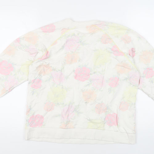 River Island Womens White Floral Cotton Pullover Sweatshirt Size M Pullover