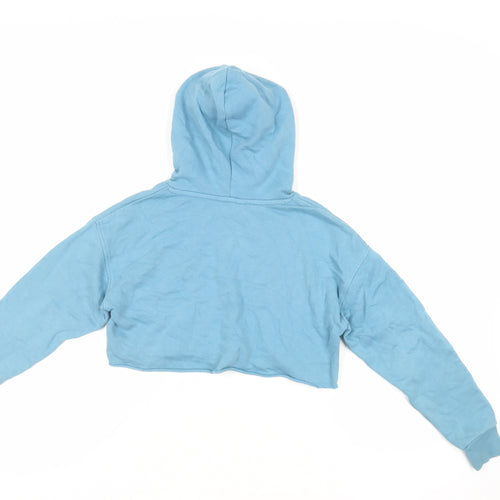 Montana Girls Blue Cotton Pullover Hoodie Size 10 Years Pullover - Cropped