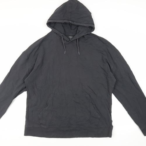 NEXT Mens Grey Cotton Pullover Hoodie Size XL - Pockets