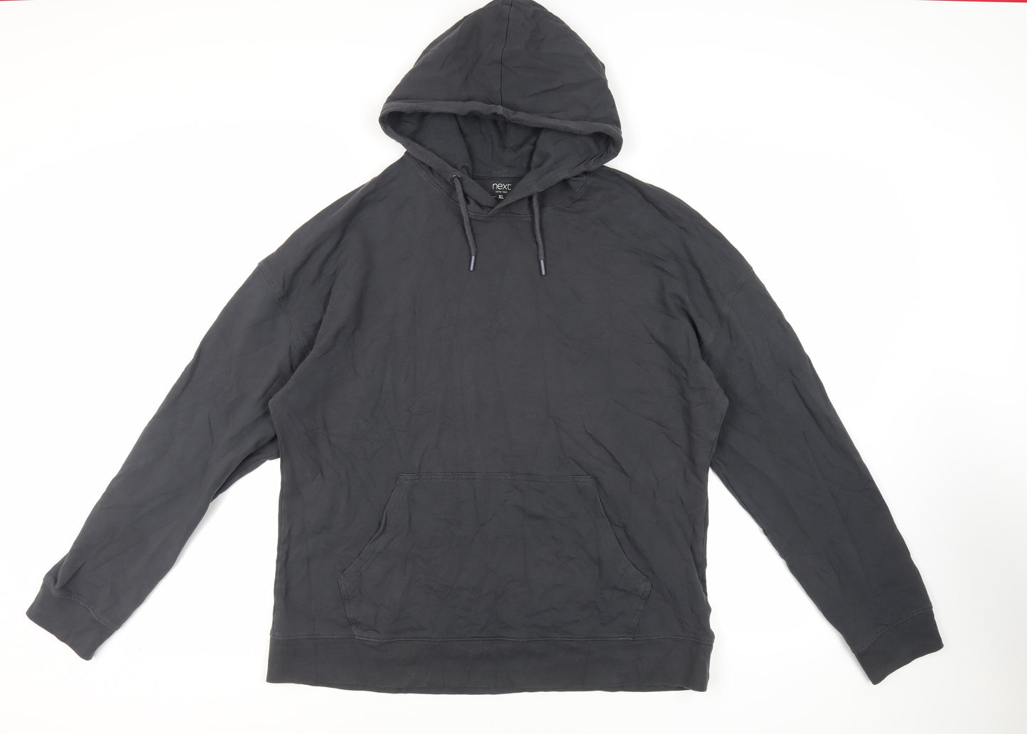 NEXT Mens Grey Cotton Pullover Hoodie Size XL - Pockets