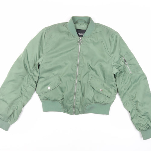 Pull&Bear Womens Green Bomber Jacket Jacket Size S Zip