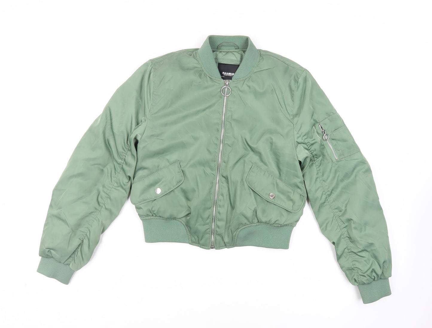 Pull&Bear Womens Green Bomber Jacket Jacket Size S Zip