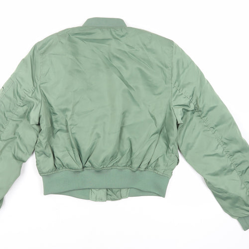 Pull&Bear Womens Green Bomber Jacket Jacket Size S Zip