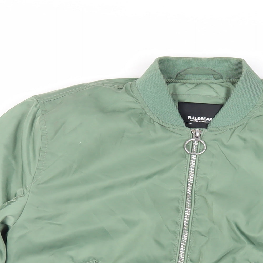 Pull&Bear Womens Green Bomber Jacket Jacket Size S Zip
