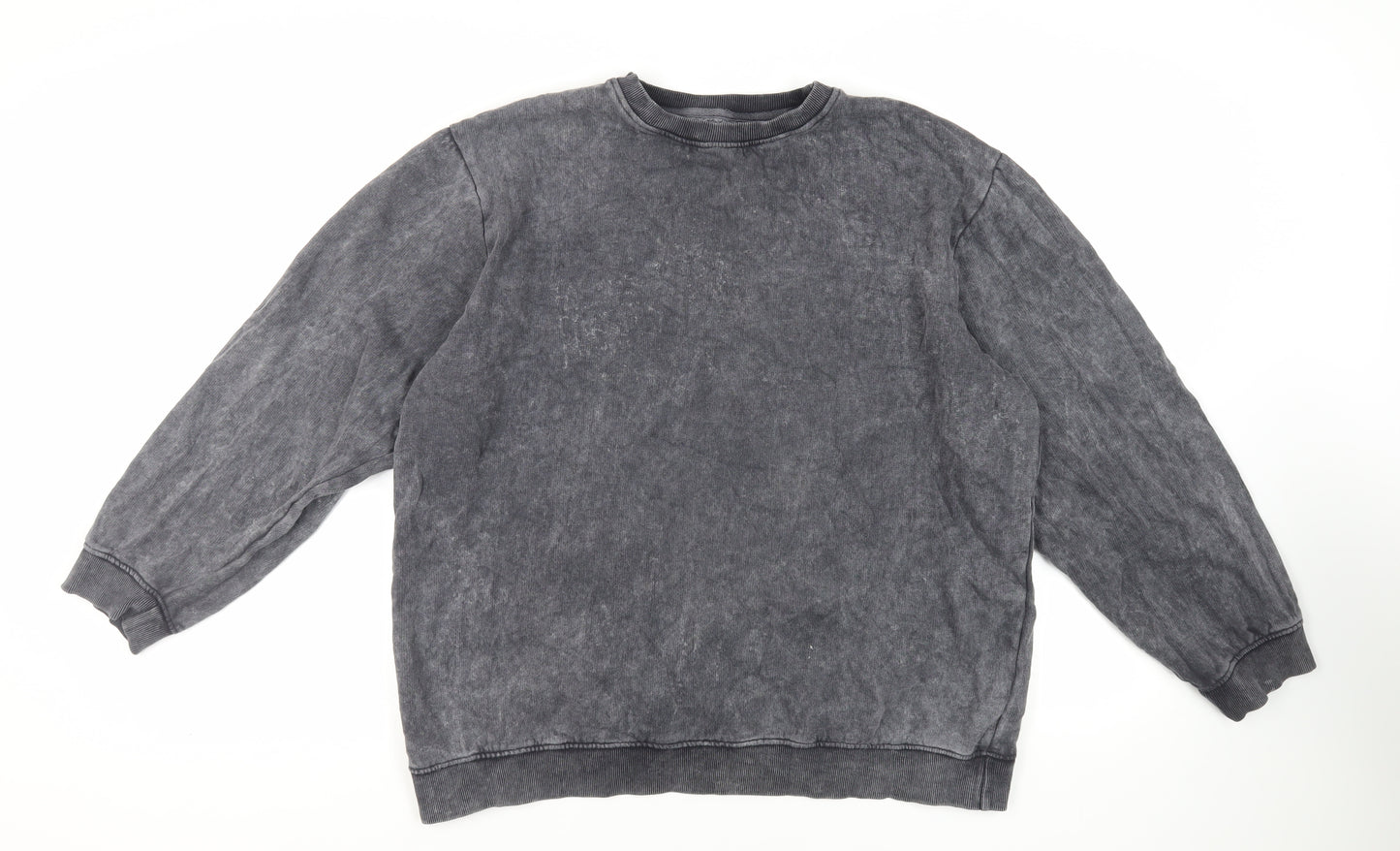 Boohoo Man Mens Grey Cotton Pullover Sweatshirt Size 4XL - Acid Wash