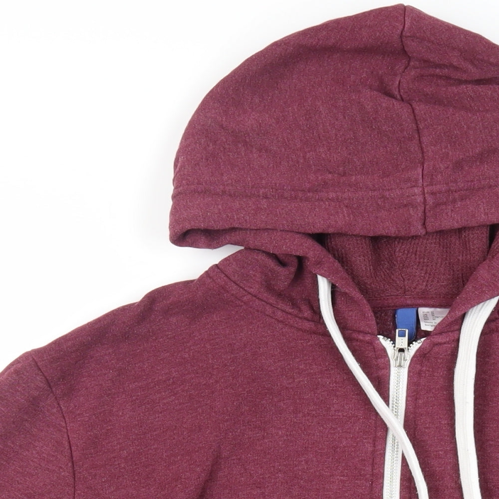 H&M Mens Purple Cotton Full Zip Hoodie Size M - Pockets