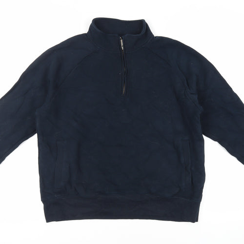 Marks and Spencer Womens Blue Cotton Pullover Sweatshirt Size M Zip - Pockets