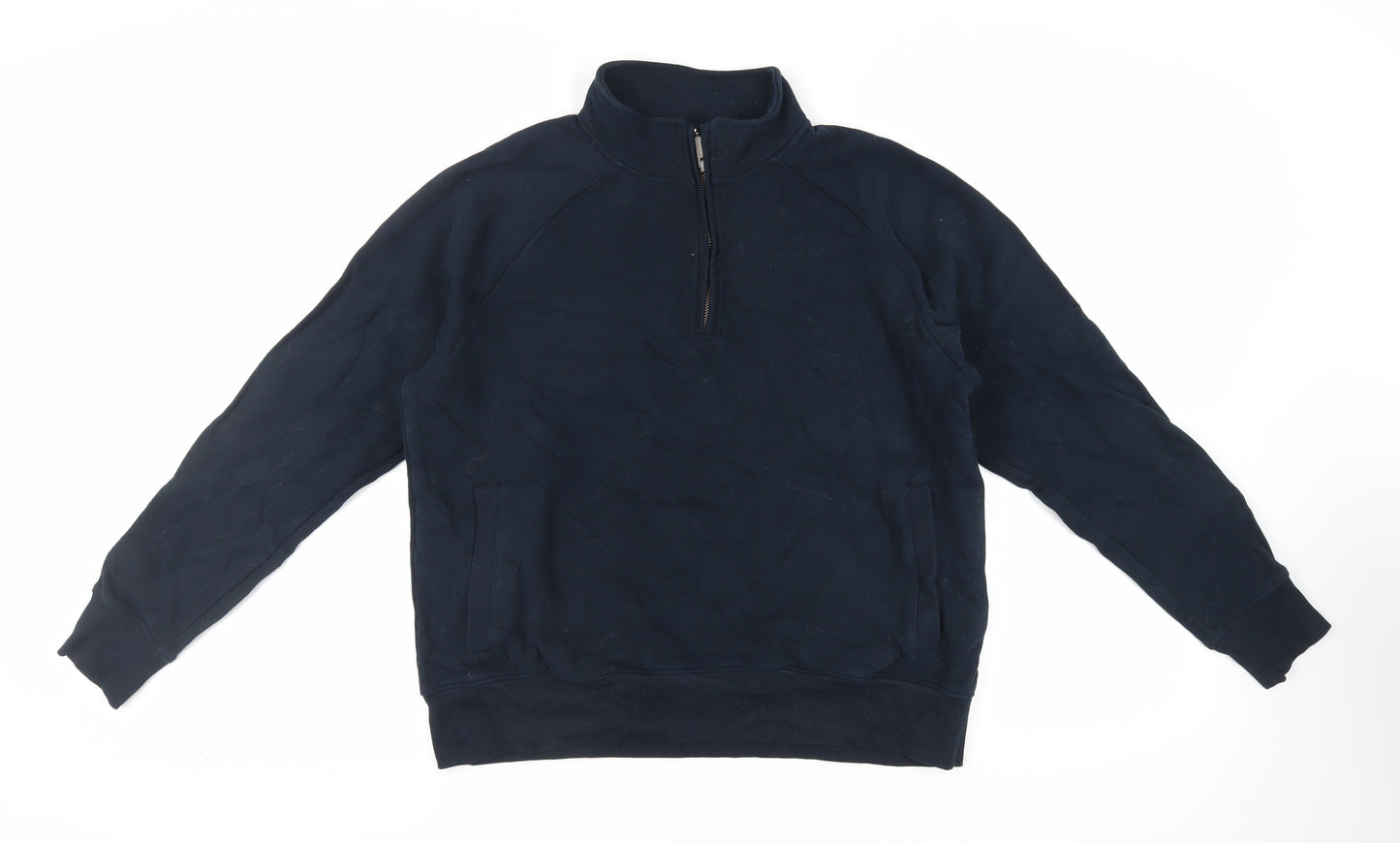 Marks and Spencer Womens Blue Cotton Pullover Sweatshirt Size M Zip - Pockets