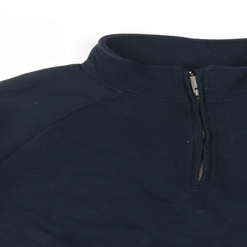 Marks and Spencer Womens Blue Cotton Pullover Sweatshirt Size M Zip - Pockets