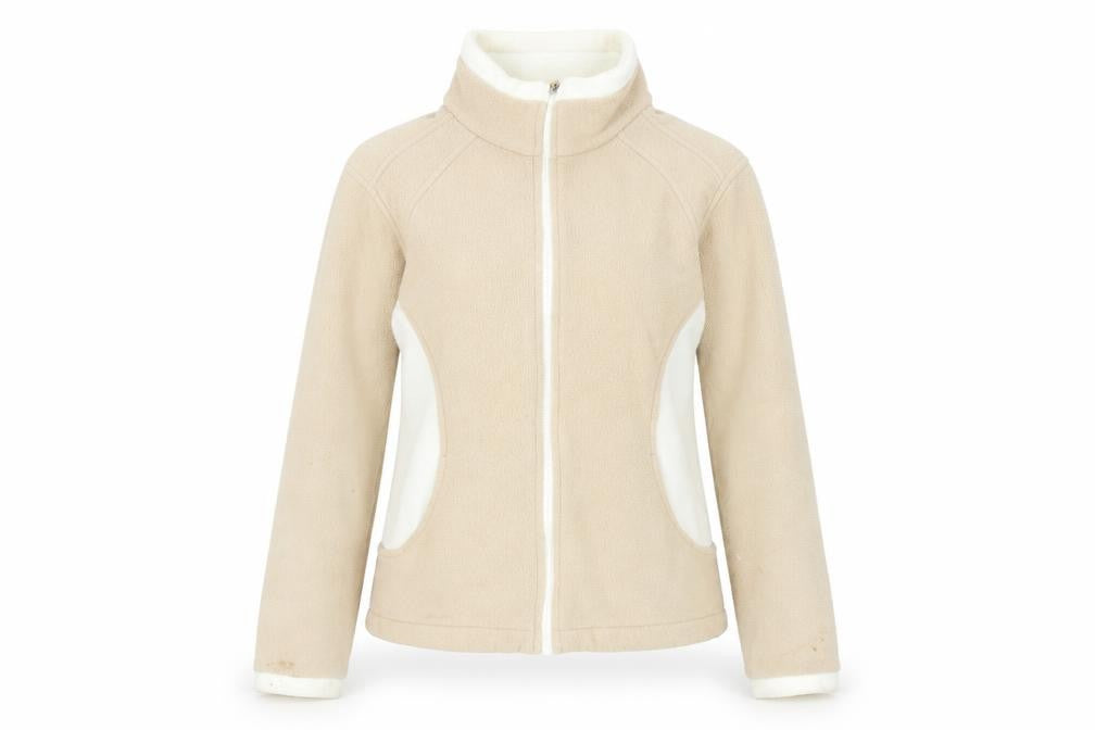 Front view of Marks & Spencer women’s beige jacket, size UK 10, zip