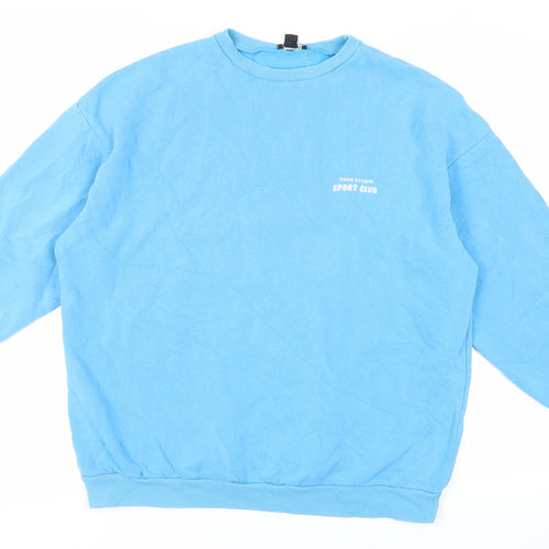 Boohoo Womens Blue Cotton Pullover Sweatshirt Size M Pullover