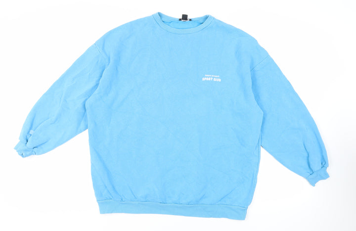 Boohoo Womens Blue Cotton Pullover Sweatshirt Size M Pullover