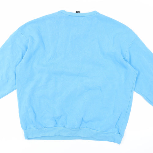 Boohoo Womens Blue Cotton Pullover Sweatshirt Size M Pullover