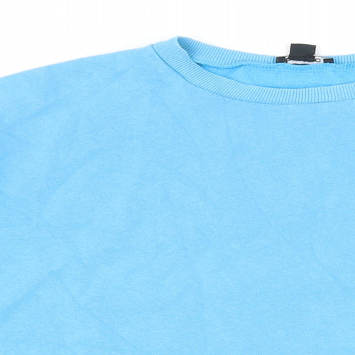 Boohoo Womens Blue Cotton Pullover Sweatshirt Size M Pullover