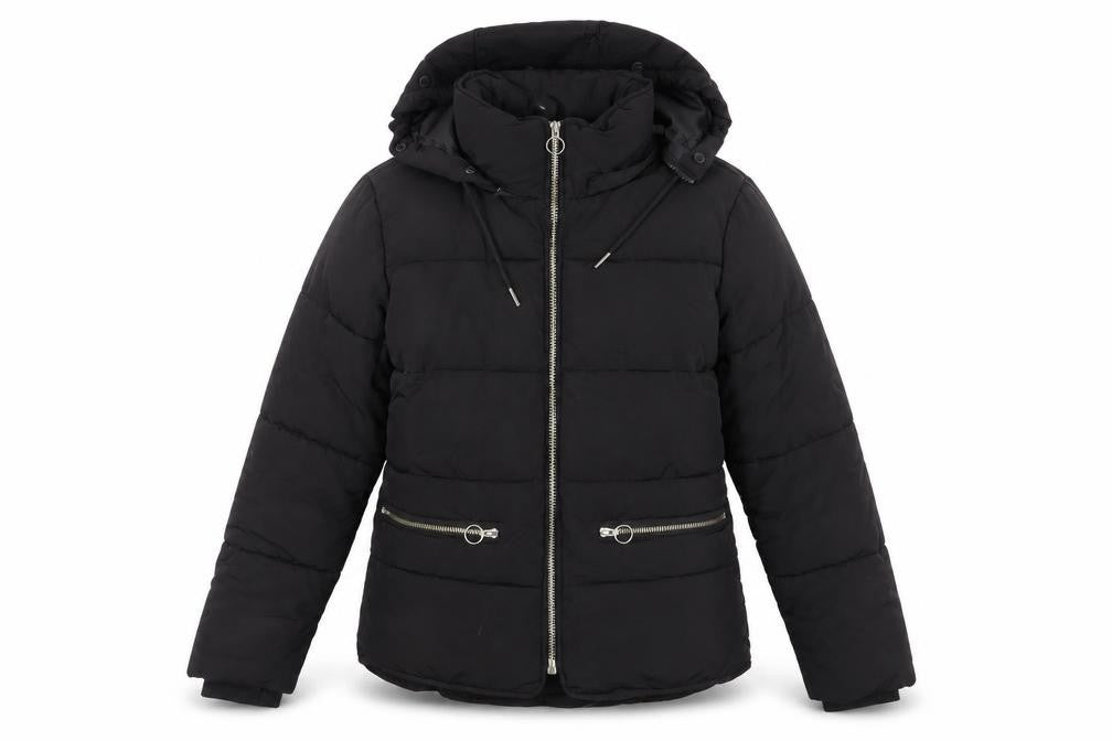 Topshop Womens Black Puffer Jacket Jacket Size 8 Zip - Hooded Zipped Pockets