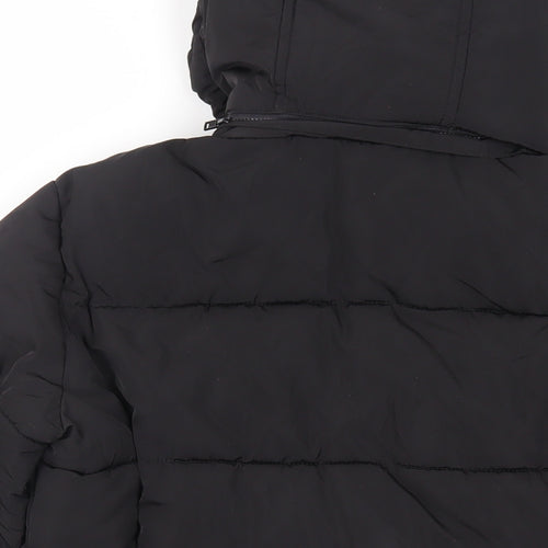 Topshop Womens Black Puffer Jacket Jacket Size 8 Zip - Hooded Zipped Pockets