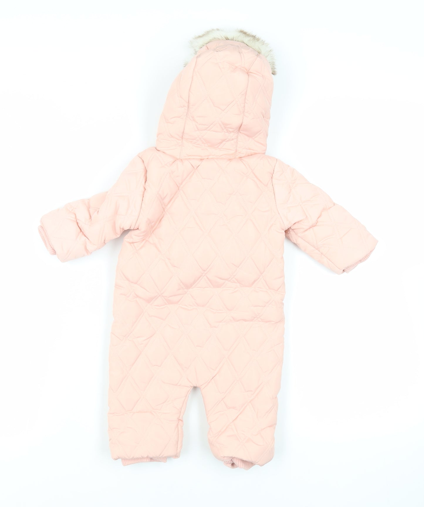 River Island Baby Pink Basic Coat Snowsuit Size 3-6 Months Zip - Hooded