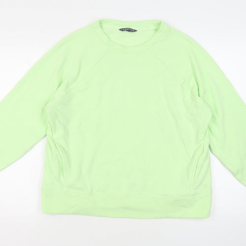 GOODMOVE Womens Green Cotton Pullover Sweatshirt Size 14 Pullover - Pockets